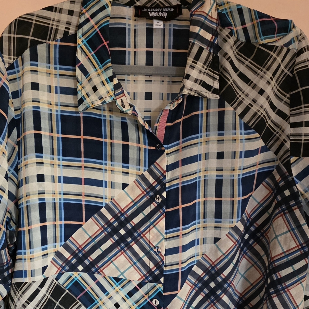 Johnny Was Plaid Button-Up Shirt